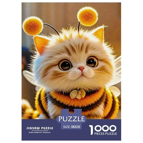 Cat Puzzle 1000 Teile Für Erwachsene Und Kinder Cute Pet Cat Impossible Geschicklichkeitsspiel Interaktives Spielzeug Home Dekoration Clevere Rätsel 38x26cm/1000pcs von QTIVARLEN
