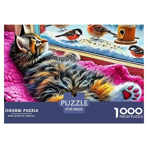 Cat Puzzle 1000 Teile Für Erwachsene Und Kinder Cute Pet Cat Impossible Geschicklichkeitsspiel Klassische Geschenk Wunderschönes Dekoration Clevere Rätsel 38x26cm/1000pcs von QTIVARLEN