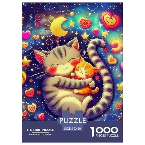 Cat Puzzle 1000 Teile Für Erwachsene Und Kinder Cute Pet Cat Lernspiel Interaktives Spielzeug Wunderschönes Dekoration Clevere Rätsel 70x50cm/1000pcs von QTIVARLEN