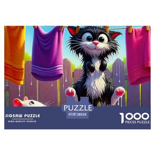 Cat Puzzle 1000 Teile Für Erwachsene Und Kinder Cute Pet Cat Lernspiel Pädagogisches Spielzeug Home Dekoration in Bewährter Qualität 38x26cm/1000pcs von QTIVARLEN