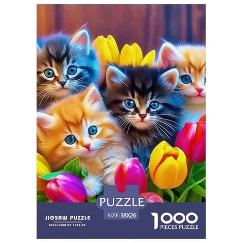 Cat Puzzle 1000 Teilige Für Erwachsene Und Kinder Cute Pet Cat Herausforderung Spiel Interaktives Spielzeug Wunderschönes Dekoration in Bewährter Qualität 38x26cm/1000pcs von QTIVARLEN