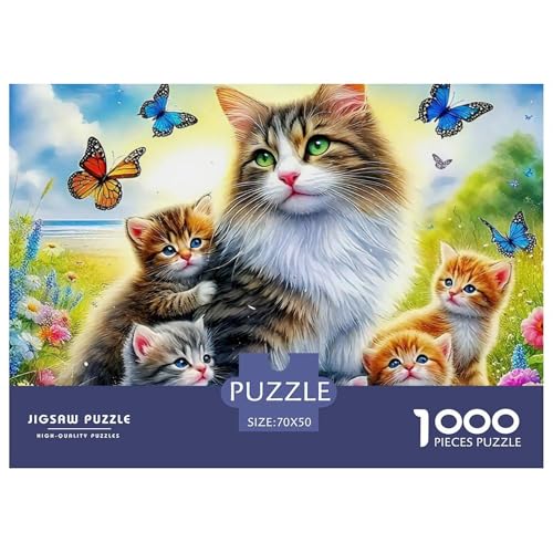 Cat Puzzle 1000 Teilige Für Erwachsene Und Kinder Cute Pet Cat Herausforderung Spiel Klassische Geschenk Wunderschönes Dekoration Clevere Rätsel 70x50cm/1000pcs von QTIVARLEN