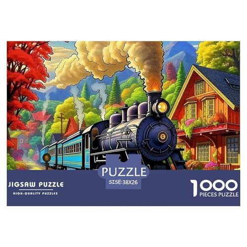 Dampfzug Puzzle 1000 Teile Für Erwachsene Und Kinder Kühler Zug Impossible Geschicklichkeitsspiel Pädagogisches Spielzeug Home Dekoration Clevere Rätsel 38x26cm/1000pcs von QTIVARLEN