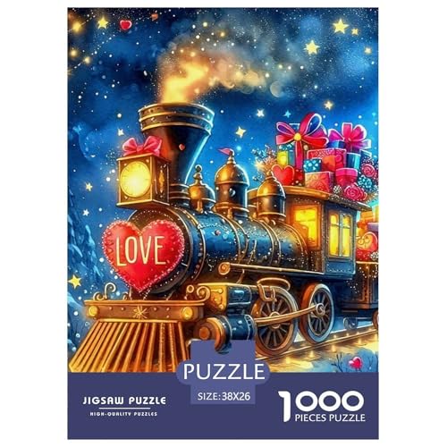 Dampfzug Puzzle 1000 Teile Für Erwachsene Und Kinder Kühler Zug Lernspiel Interaktives Spielzeug Home Dekoration Clevere Rätsel 38x26cm/1000pcs von QTIVARLEN