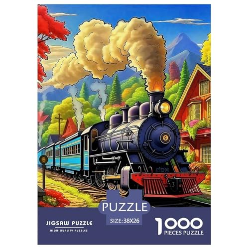 Dampfzug Puzzle 1000 Teile Für Erwachsene Und Kinder Kühler Zug Lernspiel Interaktives Spielzeug Home Dekoration Clevere Rätsel 38x26cm/1000pcs von QTIVARLEN