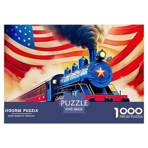 Dampfzug Puzzle 1000 Teilige Für Erwachsene Und Kinder Kühler Zug Herausforderung Spiel Klassische Geschenk Wunderschönes Dekoration in Bewährter Qualität 38x26cm/1000pcs von QTIVARLEN