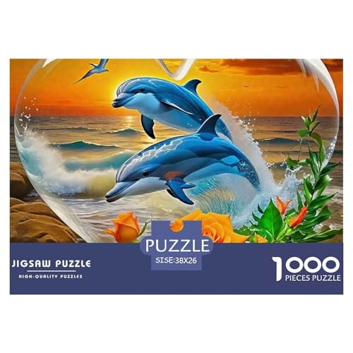 Delphin Puzzle 1000 Teile Für Erwachsene Und Kinder Meerestiere Herausforderung Spiel Interaktives Spielzeug Home Dekoration Clevere Rätsel 38x26cm/1000pcs von QTIVARLEN