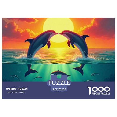 Delphin Puzzle 1000 Teile Für Erwachsene Und Kinder Meerestiere Herausforderung Spiel Interaktives Spielzeug Home Dekoration Clevere Rätsel 70x50cm/1000pcs von QTIVARLEN