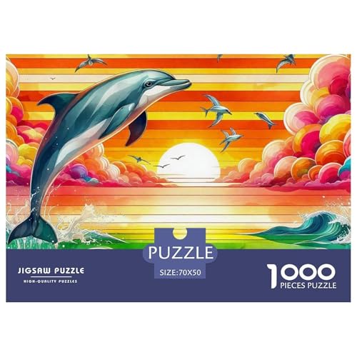 Delphin Puzzle 1000 Teile Für Erwachsene Und Kinder Meerestiere Herausforderung Spiel Interaktives Spielzeug Home Dekoration Clevere Rätsel 70x50cm/1000pcs von QTIVARLEN
