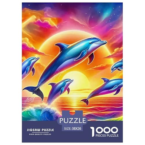 Delphin Puzzle 1000 Teile Für Erwachsene Und Kinder Meerestiere Herausforderung Spiel Interaktives Spielzeug Home Dekoration in Bewährter Qualität 38x26cm/1000pcs von QTIVARLEN