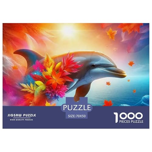 Delphin Puzzle 1000 Teile Für Erwachsene Und Kinder Meerestiere Herausforderung Spiel Interaktives Spielzeug Home Dekoration in Bewährter Qualität 70x50cm/1000pcs von QTIVARLEN