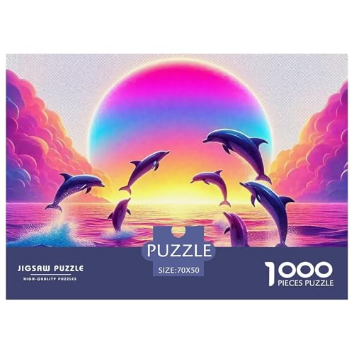 Delphin Puzzle 1000 Teile Für Erwachsene Und Kinder Meerestiere Herausforderung Spiel Interaktives Spielzeug Home Dekoration in Bewährter Qualität 70x50cm/1000pcs von QTIVARLEN