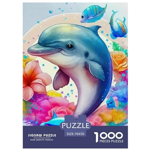 Delphin Puzzle 1000 Teile Für Erwachsene Und Kinder Meerestiere Herausforderung Spiel Interaktives Spielzeug Home Dekoration in Bewährter Qualität 70x50cm/1000pcs von QTIVARLEN