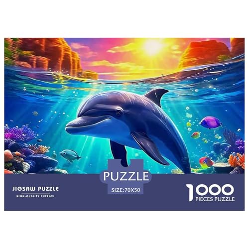 Delphin Puzzle 1000 Teile Für Erwachsene Und Kinder Meerestiere Herausforderung Spiel Interaktives Spielzeug Home Dekoration in Bewährter Qualität 70x50cm/1000pcs von QTIVARLEN