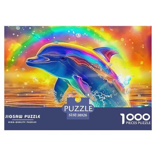 Delphin Puzzle 1000 Teile Für Erwachsene Und Kinder Meerestiere Herausforderung Spiel Interaktives Spielzeug Wunderschönes Dekoration Clevere Rätsel 38x26cm/1000pcs von QTIVARLEN