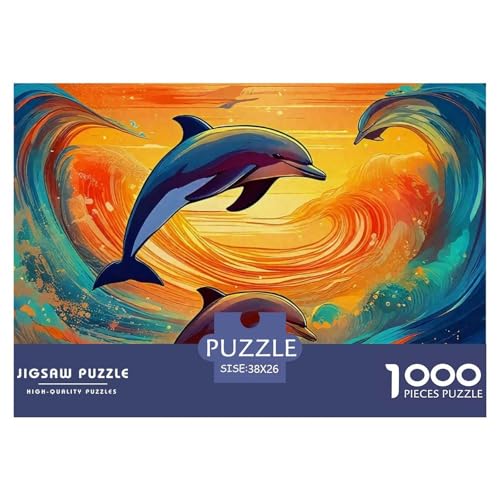 Delphin Puzzle 1000 Teile Für Erwachsene Und Kinder Meerestiere Herausforderung Spiel Interaktives Spielzeug Wunderschönes Dekoration Clevere Rätsel 38x26cm/1000pcs von QTIVARLEN