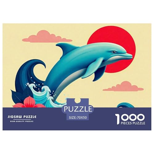 Delphin Puzzle 1000 Teile Für Erwachsene Und Kinder Meerestiere Herausforderung Spiel Interaktives Spielzeug Wunderschönes Dekoration Clevere Rätsel 70x50cm/1000pcs von QTIVARLEN
