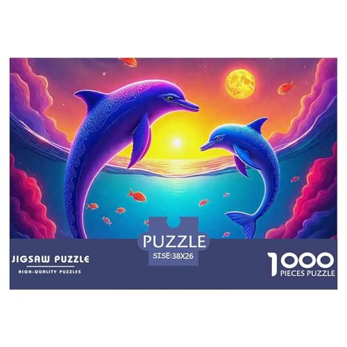 Delphin Puzzle 1000 Teile Für Erwachsene Und Kinder Meerestiere Herausforderung Spiel Interaktives Spielzeug Wunderschönes Dekoration in Bewährter Qualität 38x26cm/1000pcs von QTIVARLEN