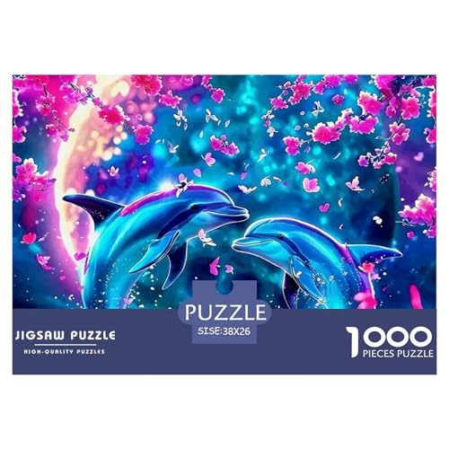 Delphin Puzzle 1000 Teile Für Erwachsene Und Kinder Meerestiere Herausforderung Spiel Interaktives Spielzeug Wunderschönes Dekoration in Bewährter Qualität 38x26cm/1000pcs von QTIVARLEN