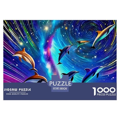 Delphin Puzzle 1000 Teile Für Erwachsene Und Kinder Meerestiere Herausforderung Spiel Interaktives Spielzeug Wunderschönes Dekoration in Bewährter Qualität 38x26cm/1000pcs von QTIVARLEN