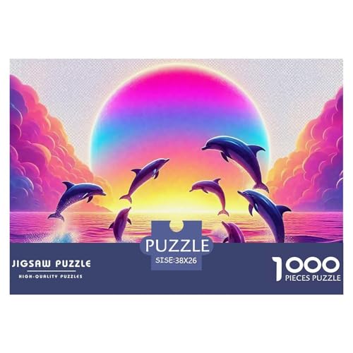 Delphin Puzzle 1000 Teile Für Erwachsene Und Kinder Meerestiere Herausforderung Spiel Interaktives Spielzeug Wunderschönes Dekoration in Bewährter Qualität 38x26cm/1000pcs von QTIVARLEN