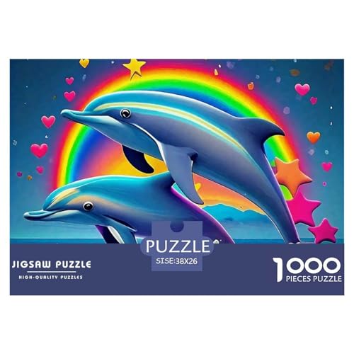 Delphin Puzzle 1000 Teile Für Erwachsene Und Kinder Meerestiere Herausforderung Spiel Interaktives Spielzeug Wunderschönes Dekoration in Bewährter Qualität 38x26cm/1000pcs von QTIVARLEN