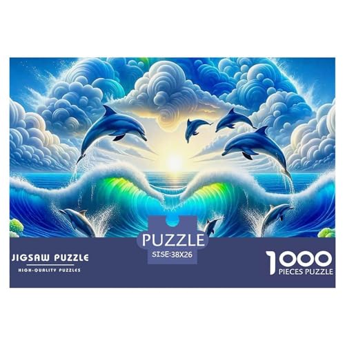 Delphin Puzzle 1000 Teile Für Erwachsene Und Kinder Meerestiere Herausforderung Spiel Klassische Geschenk Home Dekoration Clevere Rätsel 38x26cm/1000pcs von QTIVARLEN