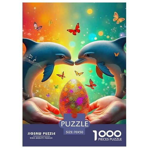 Delphin Puzzle 1000 Teile Für Erwachsene Und Kinder Meerestiere Herausforderung Spiel Klassische Geschenk Home Dekoration Clevere Rätsel 70x50cm/1000pcs von QTIVARLEN