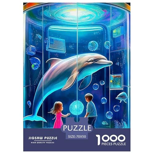 Delphin Puzzle 1000 Teile Für Erwachsene Und Kinder Meerestiere Herausforderung Spiel Klassische Geschenk Home Dekoration Clevere Rätsel 70x50cm/1000pcs von QTIVARLEN