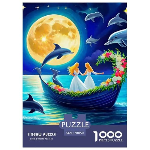 Delphin Puzzle 1000 Teile Für Erwachsene Und Kinder Meerestiere Herausforderung Spiel Klassische Geschenk Home Dekoration in Bewährter Qualität 70x50cm/1000pcs von QTIVARLEN