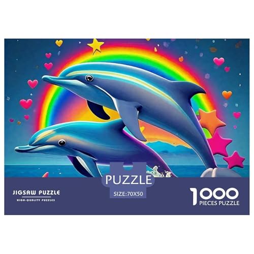 Delphin Puzzle 1000 Teile Für Erwachsene Und Kinder Meerestiere Herausforderung Spiel Klassische Geschenk Wunderschönes Dekoration Clevere Rätsel 70x50cm/1000pcs von QTIVARLEN