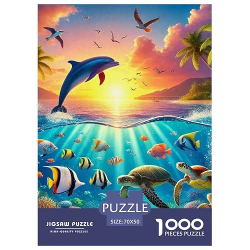 Delphin Puzzle 1000 Teile Für Erwachsene Und Kinder Meerestiere Herausforderung Spiel Klassische Geschenk Wunderschönes Dekoration Clevere Rätsel 70x50cm/1000pcs von QTIVARLEN