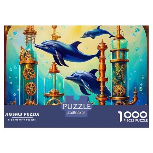 Delphin Puzzle 1000 Teile Für Erwachsene Und Kinder Meerestiere Herausforderung Spiel Klassische Geschenk Wunderschönes Dekoration in Bewährter Qualität 38x26cm/1000pcs von QTIVARLEN