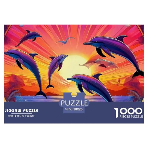 Delphin Puzzle 1000 Teile Für Erwachsene Und Kinder Meerestiere Herausforderung Spiel Klassische Geschenk Wunderschönes Dekoration in Bewährter Qualität 38x26cm/1000pcs von QTIVARLEN