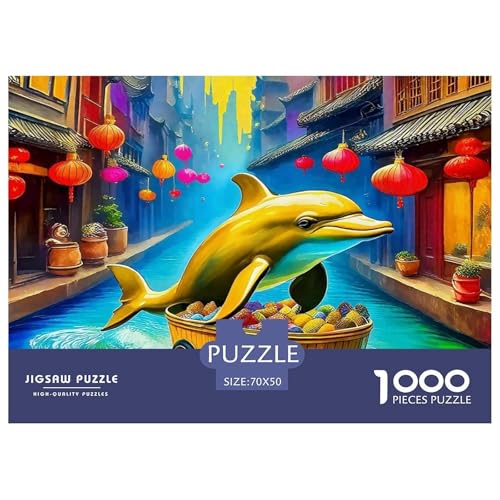 Delphin Puzzle 1000 Teile Für Erwachsene Und Kinder Meerestiere Herausforderung Spiel Klassische Geschenk Wunderschönes Dekoration in Bewährter Qualität 70x50cm/1000pcs von QTIVARLEN