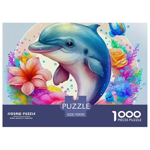 Delphin Puzzle 1000 Teile Für Erwachsene Und Kinder Meerestiere Herausforderung Spiel Pädagogisches Spielzeug Home Dekoration Clevere Rätsel 70x50cm/1000pcs von QTIVARLEN