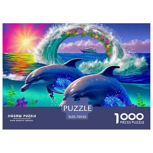 Delphin Puzzle 1000 Teile Für Erwachsene Und Kinder Meerestiere Herausforderung Spiel Pädagogisches Spielzeug Home Dekoration Clevere Rätsel 70x50cm/1000pcs von QTIVARLEN