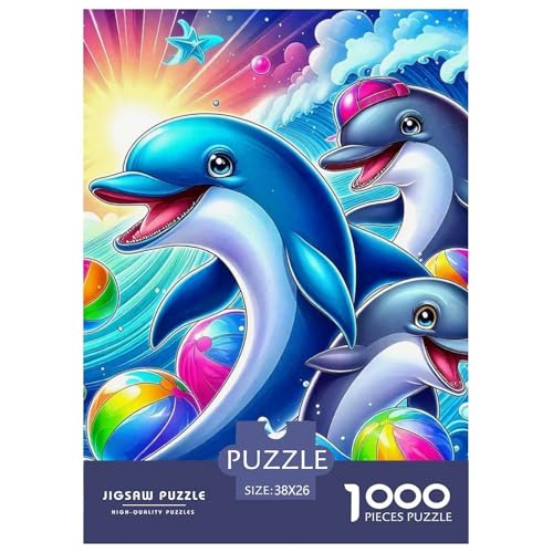 Delphin Puzzle 1000 Teile Für Erwachsene Und Kinder Meerestiere Herausforderung Spiel Pädagogisches Spielzeug Home Dekoration in Bewährter Qualität 38x26cm/1000pcs von QTIVARLEN