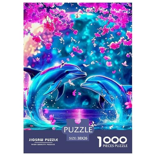 Delphin Puzzle 1000 Teile Für Erwachsene Und Kinder Meerestiere Herausforderung Spiel Pädagogisches Spielzeug Wunderschönes Dekoration in Bewährter Qualität 38x26cm/1000pcs von QTIVARLEN