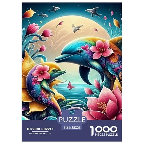 Delphin Puzzle 1000 Teile Für Erwachsene Und Kinder Meerestiere Herausforderung Spiel Pädagogisches Spielzeug Wunderschönes Dekoration in Bewährter Qualität 38x26cm/1000pcs von QTIVARLEN
