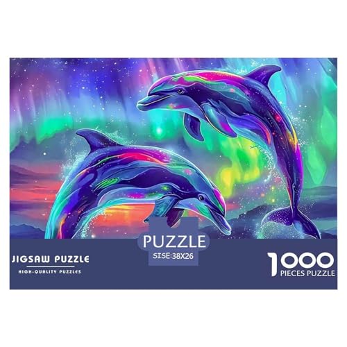 Delphin Puzzle 1000 Teile Für Erwachsene Und Kinder Meerestiere Herausforderung Spiel Pädagogisches Spielzeug Wunderschönes Dekoration in Bewährter Qualität 38x26cm/1000pcs von QTIVARLEN
