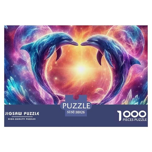 Delphin Puzzle 1000 Teile Für Erwachsene Und Kinder Meerestiere Impossible Geschicklichkeitsspiel Interaktives Spielzeug Home Dekoration Clevere Rätsel 38x26cm/1000pcs von QTIVARLEN