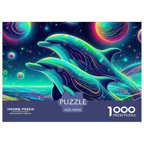 Delphin Puzzle 1000 Teile Für Erwachsene Und Kinder Meerestiere Impossible Geschicklichkeitsspiel Interaktives Spielzeug Home Dekoration Clevere Rätsel 70x50cm/1000pcs von QTIVARLEN