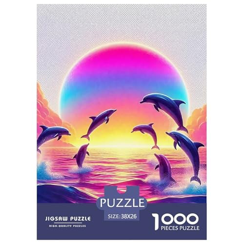 Delphin Puzzle 1000 Teile Für Erwachsene Und Kinder Meerestiere Impossible Geschicklichkeitsspiel Interaktives Spielzeug Home Dekoration in Bewährter Qualität 38x26cm/1000pcs von QTIVARLEN