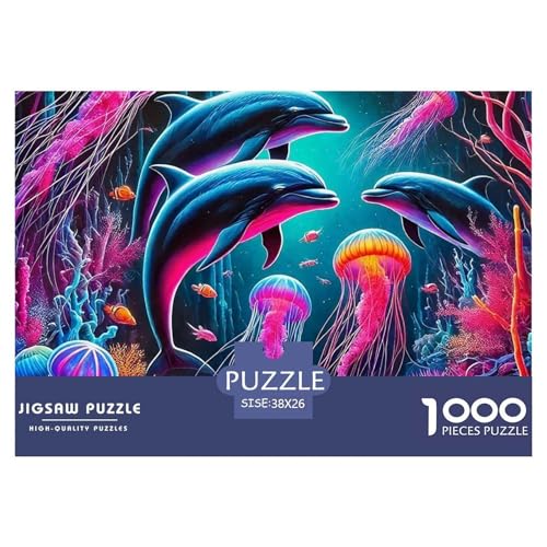 Delphin Puzzle 1000 Teile Für Erwachsene Und Kinder Meerestiere Impossible Geschicklichkeitsspiel Interaktives Spielzeug Home Dekoration in Bewährter Qualität 38x26cm/1000pcs von QTIVARLEN