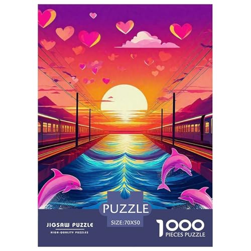 Delphin Puzzle 1000 Teile Für Erwachsene Und Kinder Meerestiere Impossible Geschicklichkeitsspiel Interaktives Spielzeug Home Dekoration in Bewährter Qualität 70x50cm/1000pcs von QTIVARLEN