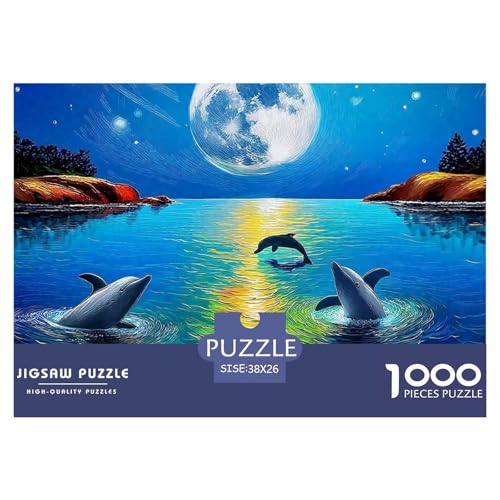 Delphin Puzzle 1000 Teile Für Erwachsene Und Kinder Meerestiere Impossible Geschicklichkeitsspiel Interaktives Spielzeug Wunderschönes Dekoration Clevere Rätsel 38x26cm/1000pcs von QTIVARLEN