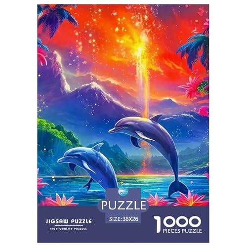 Delphin Puzzle 1000 Teile Für Erwachsene Und Kinder Meerestiere Impossible Geschicklichkeitsspiel Interaktives Spielzeug Wunderschönes Dekoration Clevere Rätsel 38x26cm/1000pcs von QTIVARLEN