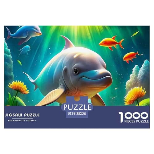Delphin Puzzle 1000 Teile Für Erwachsene Und Kinder Meerestiere Impossible Geschicklichkeitsspiel Interaktives Spielzeug Wunderschönes Dekoration Clevere Rätsel 38x26cm/1000pcs von QTIVARLEN