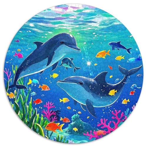 Delphin Puzzle 1000 Teile Für Erwachsene Und Kinder Meerestiere Impossible Geschicklichkeitsspiel Interaktives Spielzeug Wunderschönes Dekoration in Bewährter Qualität 1000pcs (67.5x67.5cm) von QTIVARLEN